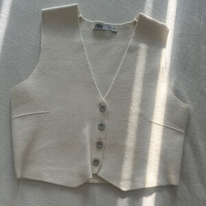 Zara Off-White Buttoned Vest